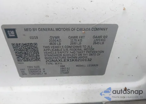 2019 Chevrolet Equinox Lt from USA, damaged, VIN 2GNAXLEX1K6210132
